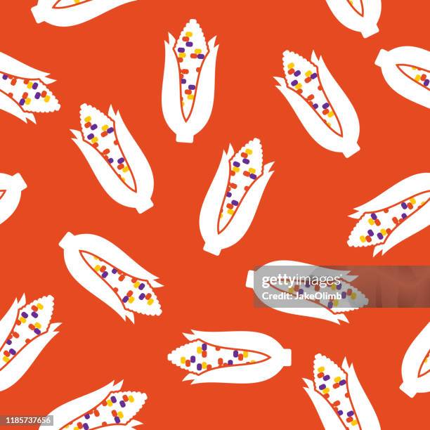 corn pattern silhouette 2 - sweetcorn stock illustrations