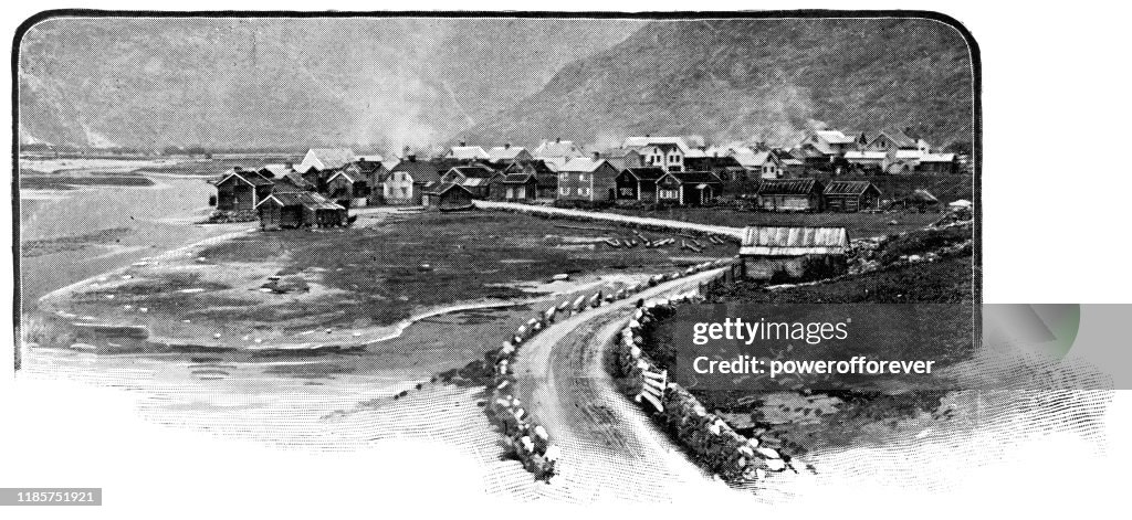 El pueblo de Laerdalsoyri en Sogn og Fjordane, Noruega - Siglo XIX