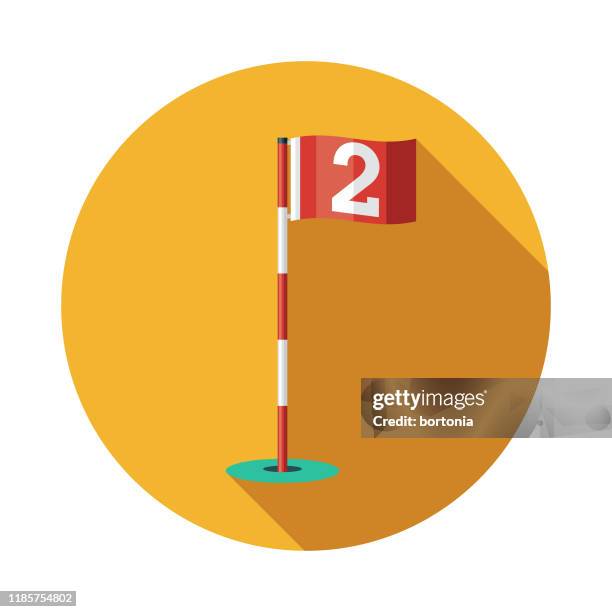 golf hole flag icon - driving range stock illustrations