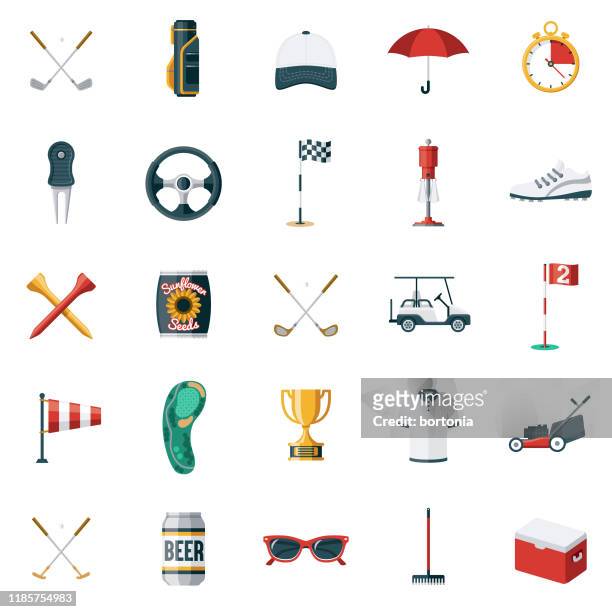 golf icon set - golf driver stock illustrations