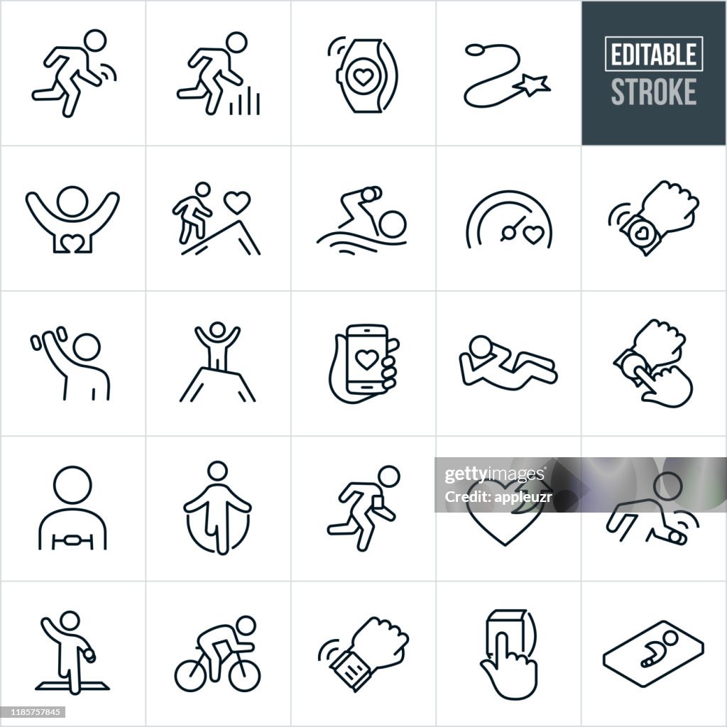 Fitness Tracking Thin Line Icons - Ediatable Stroke