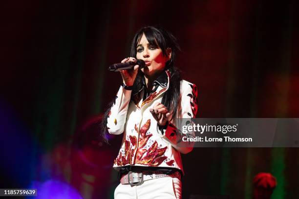 Siobhan Fahey of Shakespears Sister performs at Palladium Theatre on November 05, 2019 in London, England.