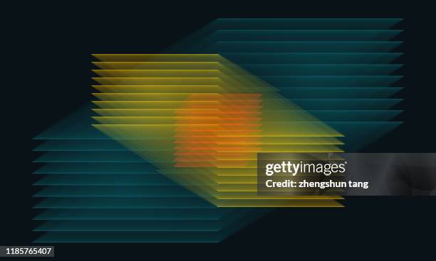 colorful abstract cube, tech background - abstract geometric cube stock pictures, royalty-free photos & images