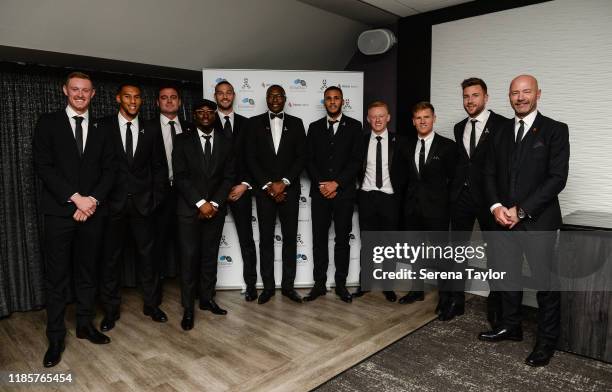 Newcastle current players and Ex players seen L-R Sean Longstaff, Isaac Hayden, Steve Harper, Jetro Willems , Andy Carroll, Shola Ameobi, Jamaal...