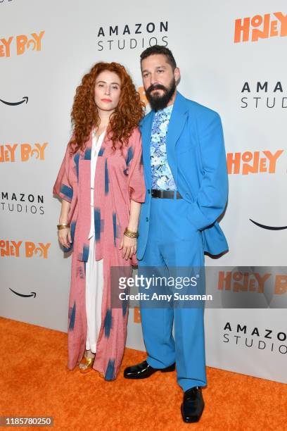Alma Har'el and Shia LaBeouf attend the premiere of Amazon Studios "Honey Boy" at The Dome at Arclight Hollywood on November 05, 2019 in Hollywood,...