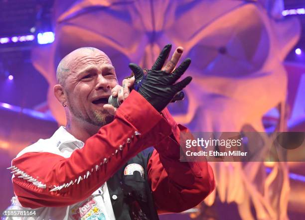 Singer Ivan Moody of Five Finger Death Punch performs as the band kicks off its fall 2019 tour at The Joint inside the Hard Rock Hotel & Casino on...