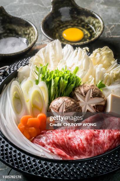 shabu shabu, japanisches essen - sukiyaki stock-fotos und bilder