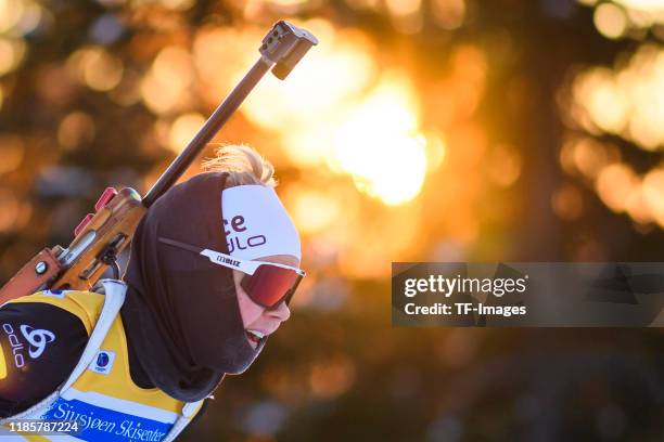 Hilde Fenne of Norway in action competes during the Women 7.5 km Sprint Competition of the IBU Cup Biathlon Sjusjoen on November 30, 2019 in...