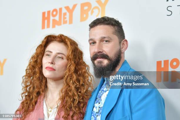 Alma Har'el and Shia LaBeouf attend the premiere of Amazon Studios "Honey Boy" at The Dome at Arclight Hollywood on November 05, 2019 in Hollywood,...