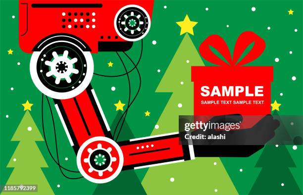 Artificial Intelligence Robot Carrying A Christmas Present Gift