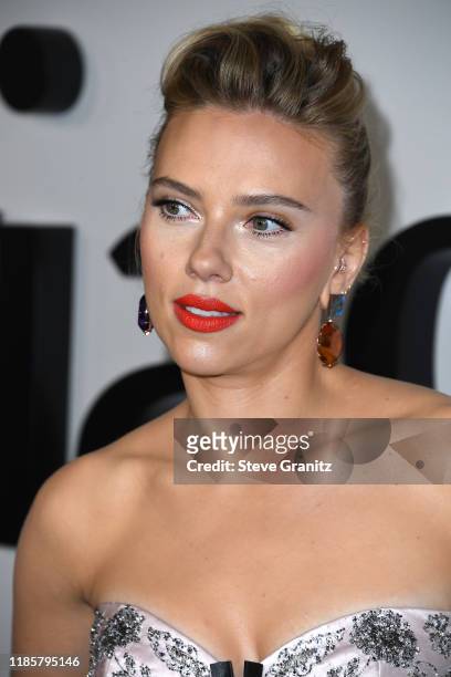 Scarlett Johansson arrives at the Premiere Of Netflix's "Marriage Story" at DGA Theater on November 05, 2019 in Los Angeles, California.