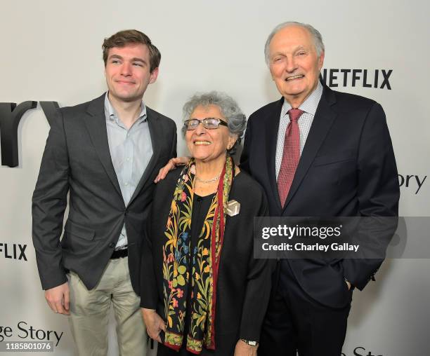 Jake Alda Coffey, Alan Alda, and Arlene Alda attends the 'Marriage Story' Los Angeles Premiere at the Directors Guild on November 05, 2019 in Los...