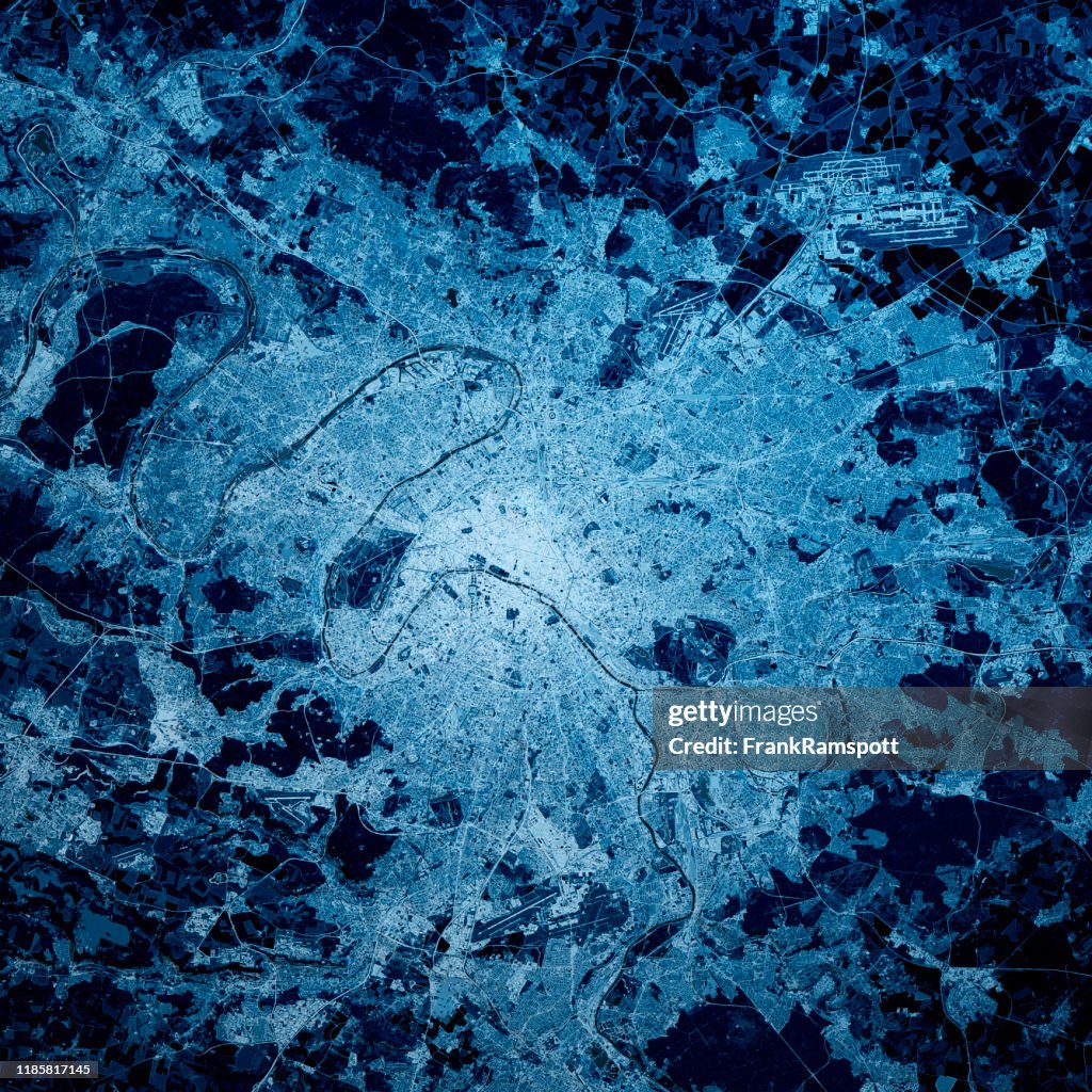 Parijs Frankrijk 3D renderen Blue Top View jul 2019