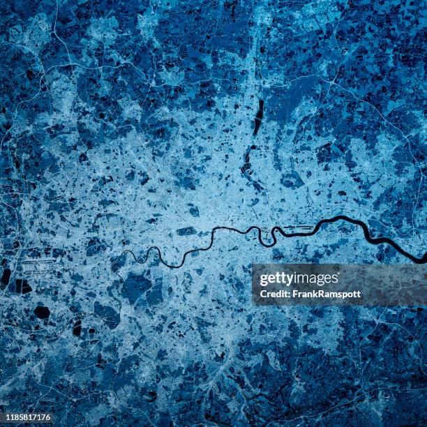 london england 3d render blue top ansicht feb 2019 - aerial view london stock-fotos und bilder