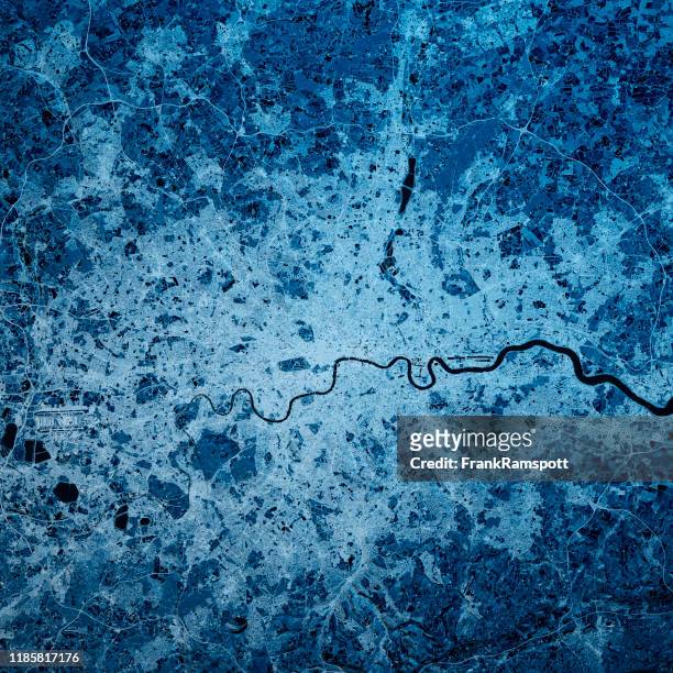 london england 3d render blue top view feb 2019 - greater london stock pictures, royalty-free photos & images