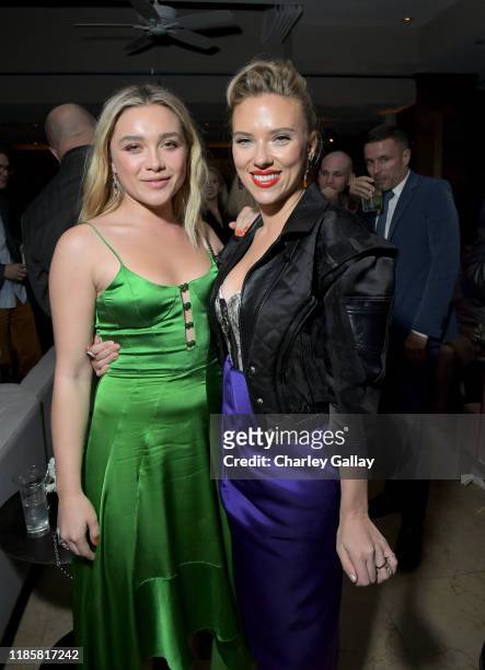 Florence Pugh and Scarlett Johansson attend the afterparty for the 'Marriage Story' Los Angeles Premiere at the Sunset Tower Hotel on November 05,...