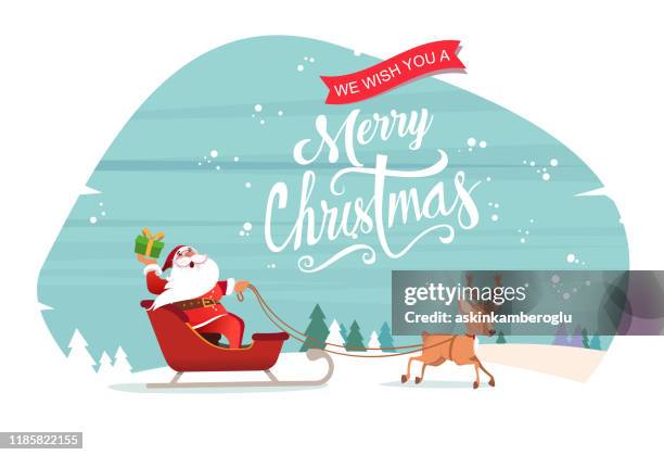 weihnachtsmann mit reindeer - santa claus stock-grafiken, -clipart, -cartoons und -symbole