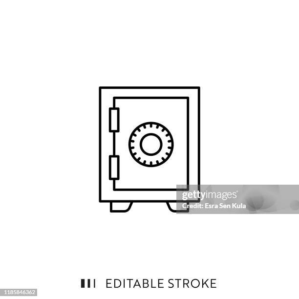 safe deposit box icon with editable stroke and pixel perfect. - unlocking value stock illustrations