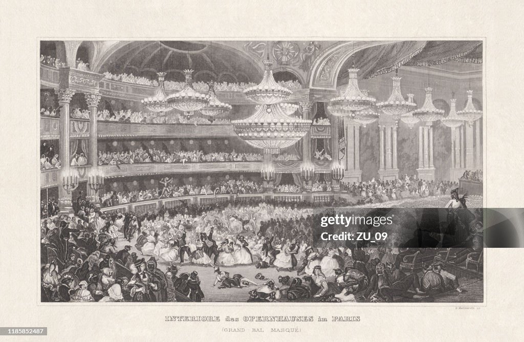 Interior de la ópera de París, grabado en acero, publicado en 1857