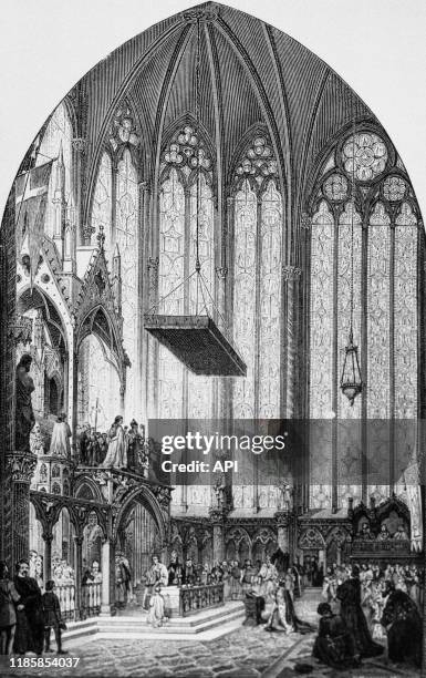 Reliques de Terre Sainte déposées à la Sainte-Chapelle par le roi de France Saint Louis, à Paris, au XIVème siècle, France.