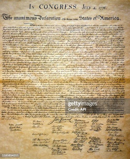 La déclaration d'Indépendance des Etats-Unis, rédigée le 4 juillet 1776.