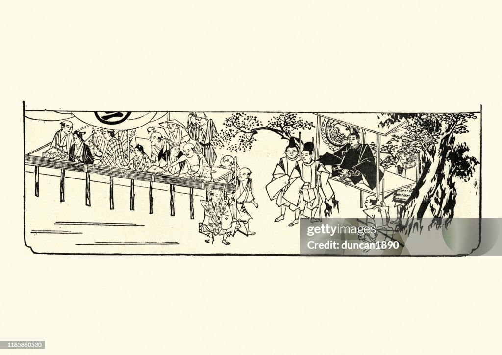 Japanese Samurai lord and his followers