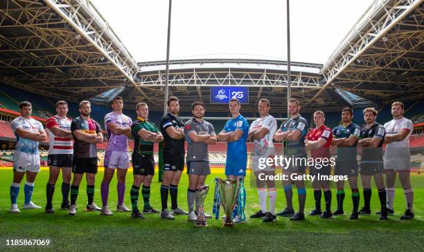 Jono Ross of Sale Sharks, Ben Morgan of Gloucester Rugby, Chris Robshaw of Harlequins, Jack Yeandle of Exeter Chiefs, Alex Waller of Northampton...