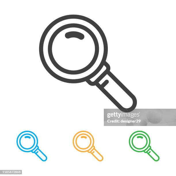 magnifying glass multicolor icon isolated on white background. - round eyeglasses clip art stock illustrations