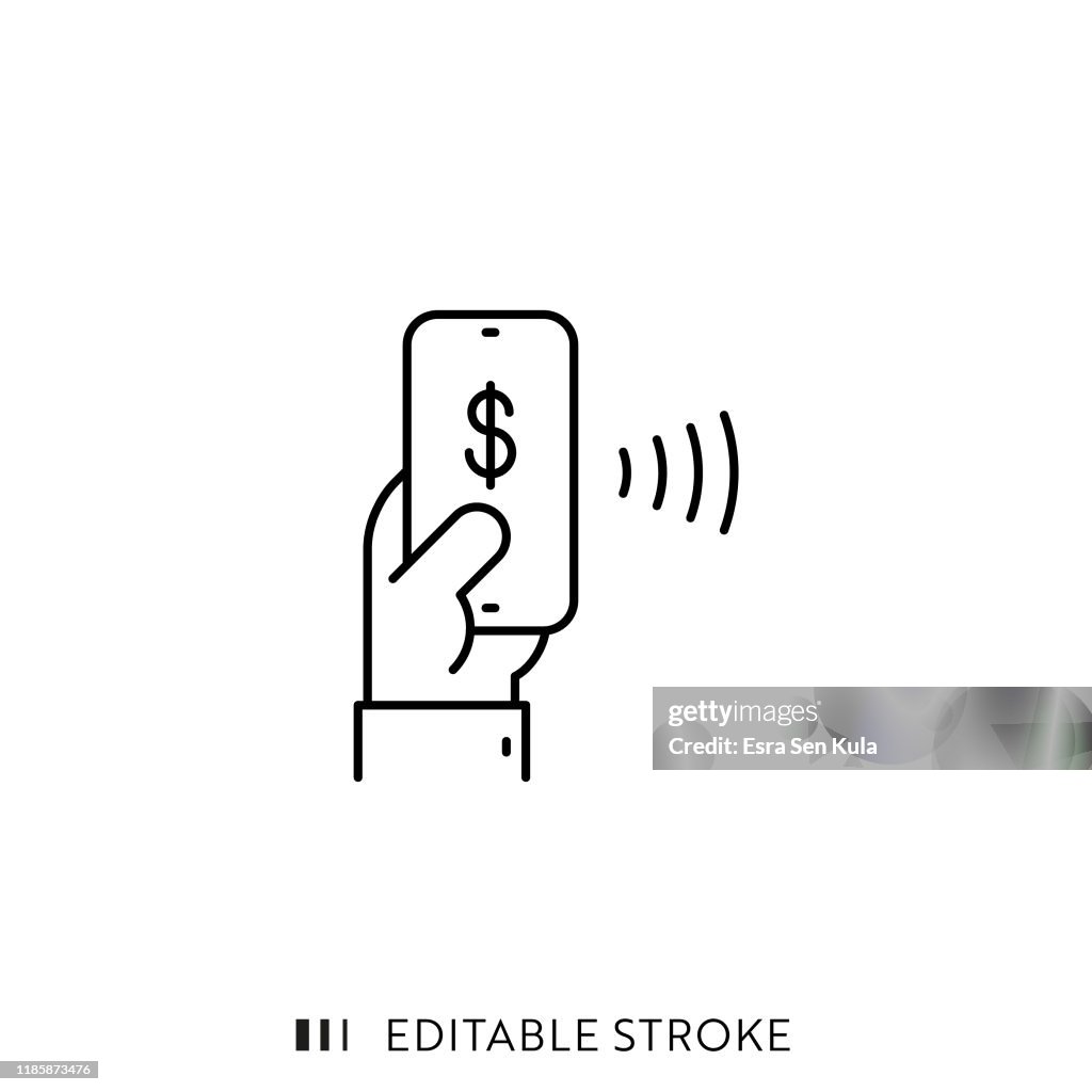 Mobile Payment Icon with Editable Stroke and Pixel Perfect.