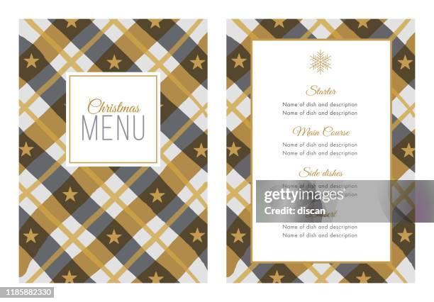 christmas menu template with stars and stripes. - menu specials stock illustrations