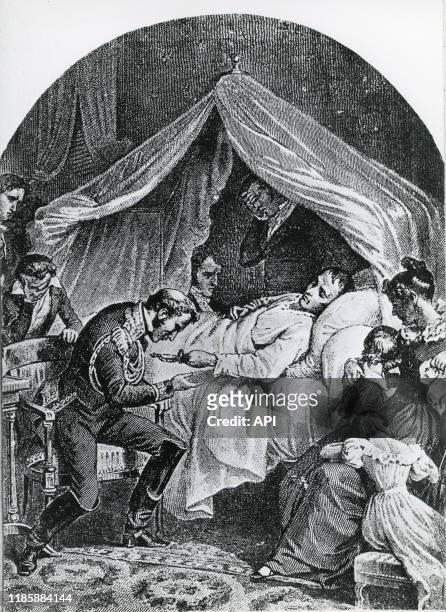 Napoléon sur son lit de mort, le 5 mai 1821 à Longwood sur l'île de Sainte-Hélène.