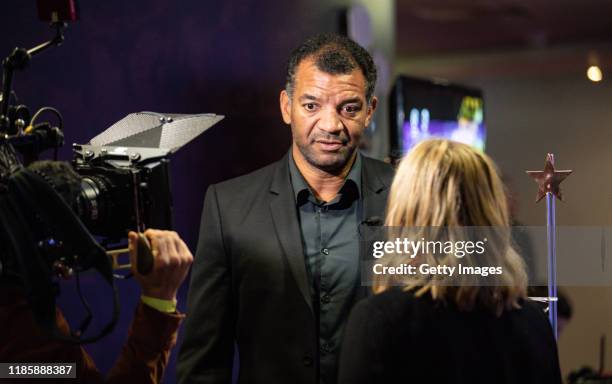 Emile Ntamack being interviewed during the European Rugby Heineken Champions Cup and Challenge Cup 2019/2020 season launch for Gallagher Premiership...