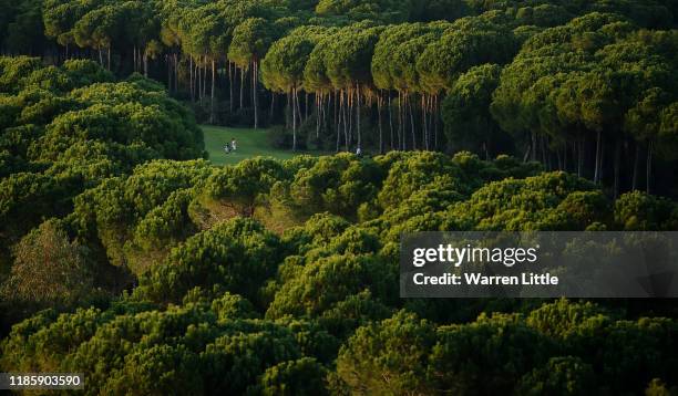 The first hole is pictured ahead of the first round of the Turkish Airlines Open at The Montgomerie Maxx Royal on November 06, 2019 in Antalya,...