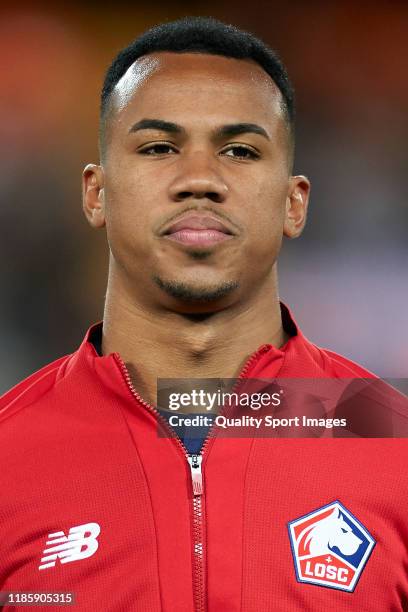 Gabriel dos Santos of Lille OSC looks on prior to the UEFA Champions League group H match between Valencia CF and Lille OSC at Estadio Mestalla on...