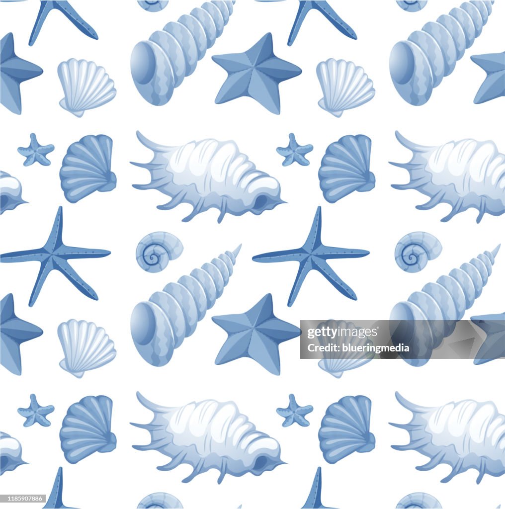Simple Seashell Background Seamless Background Design With Seashells High-Res Vector Graphic ...