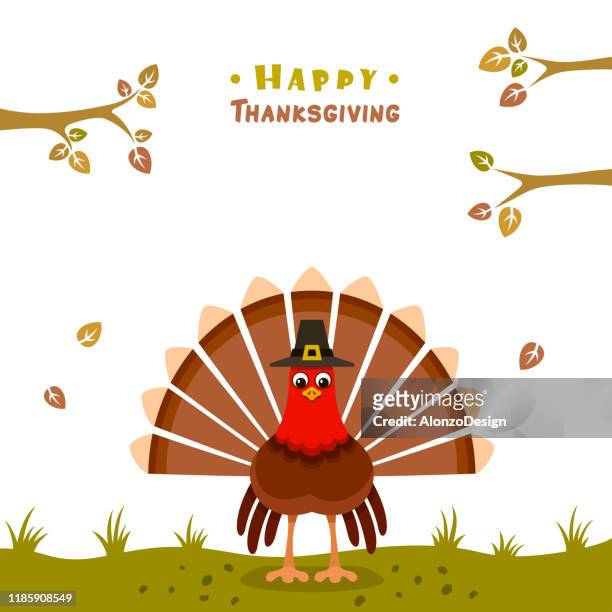 感恩節海報土耳其與朝聖者的帽子。 - turkey feathers 幅插畫檔、美工圖案、卡通及圖標