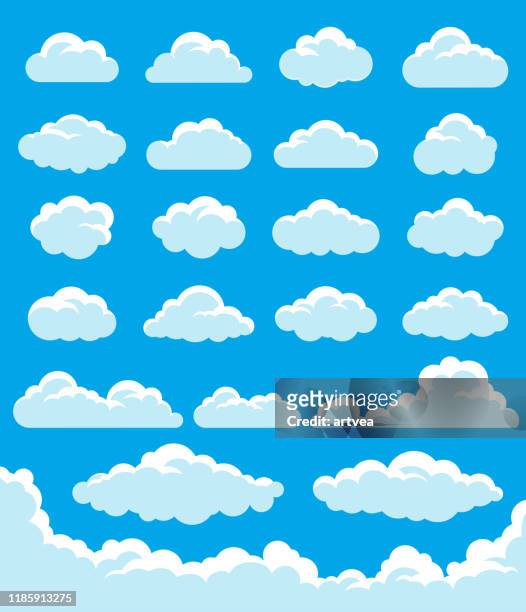 clouds set - wolkengebilde stock-grafiken, -clipart, -cartoons und -symbole