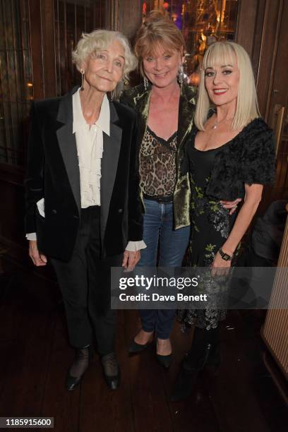 Sheila Hancock, Samantha Bond and Tracie Bennett attend One Night Only at The Ivy in aid of Acting For Others on December 1, 2019 in London, United...