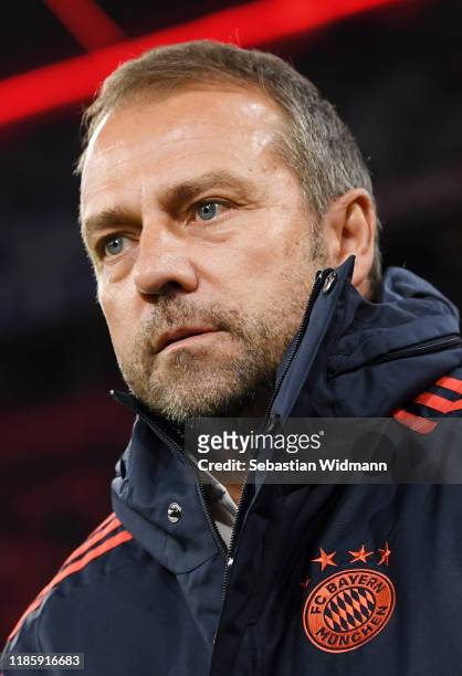 Hans-Dieter Flick, Interim Head Coach FC Bayern Munich looks on during the UEFA Champions League group B match between Bayern Muenchen and Olympiacos...