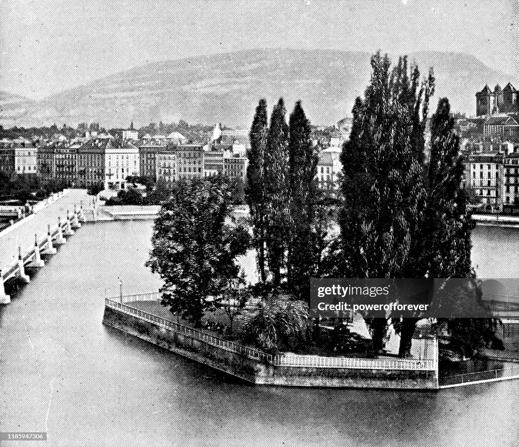 Ile Rousseau Park in Geneva, Switzerland - 19th Century