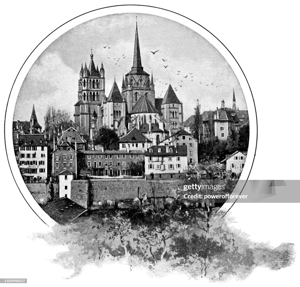 The Cathedral of Notre Dame of Lausanne in Lausanne, Switzerland - 19th Century