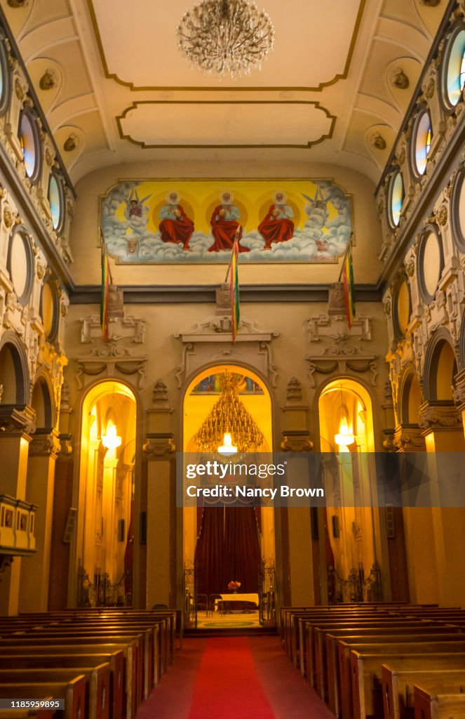 The Interior in The Holy Trinity Cathedral in Addis Ababa in Ethiopia.