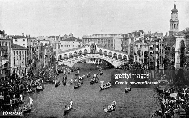 illustrations, cliparts, dessins animés et icônes de pont de rialto au-dessus du grand canal à venise, italie - 19ème siècle - venise pont