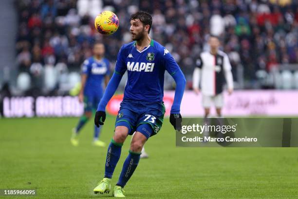 Manuel Locatelli of Us Sassuolo Calcio in action during the the Serie A match between Juventus Fc and Us Sassuolo Calcio. The match end in a tie 2-2.