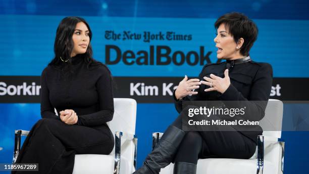 Kim Kardashian West and Kris Jenner speak onstage at 2019 New York Times Dealbook on November 06, 2019 in New York City.