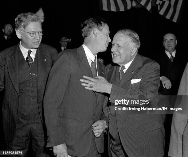 American journalist John T. Flynn , Charles Lindbergh the spokesperson for the America First Committee and Senator David Ignatius Walsh of...