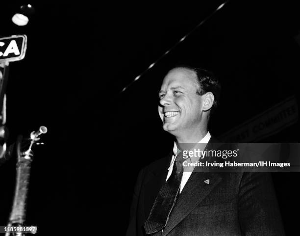 Charles Lindbergh the spokesperson of the America First Committee speaks during the rally on October 30, 1941 at Madison Square Garden in New York,...