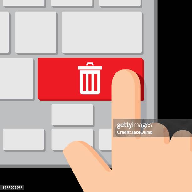 tastatur-taste trashcan - löschen stock-grafiken, -clipart, -cartoons und -symbole