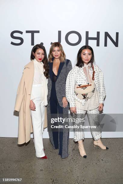 Wendy Nguyen, Pam Hetlinger and Jeanne Grey attend an evening with St. John Creative Director Zoe Turner on November 06, 2019 in New York City.