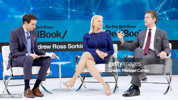 Andrew Ross Sorkin, Editor at Large, Columnist and Founder, DealBook, The New York Times speaks onstage with Ginni Rometty, Chairman, President and...